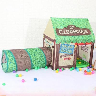 Huishoudelijke kinderen afdrukken spelen tent klein spelhuis met doorgang (groen)