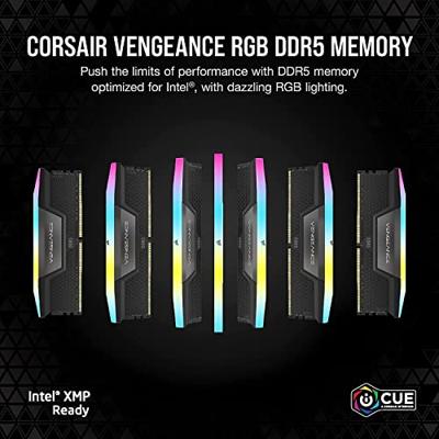 RAM-geheugen - CORSAIR - Vengeance RGB DDR5 - 32GB 2x16GB DIMM - 6000MT/s - Intel XMP - 1.40V - Zwart (CMH32GX5M2E6000C36) - thumbnail
