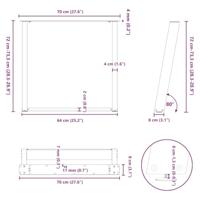 Eettafelpoten 2 st U-vormig 70x(72-73) cm staal naturel - thumbnail