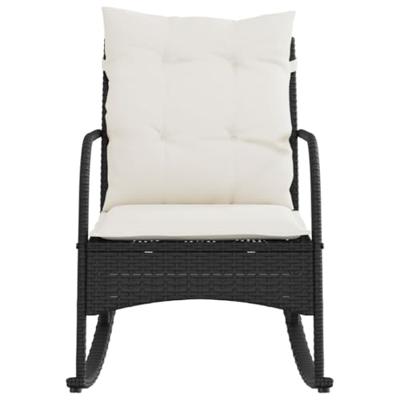 Tuinschommelstoel met kussens poly rattan zwart Tuinschommelstoel met kussens poly rattan zwart