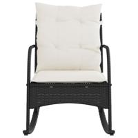 Tuinschommelstoel met kussens poly rattan zwart - thumbnail