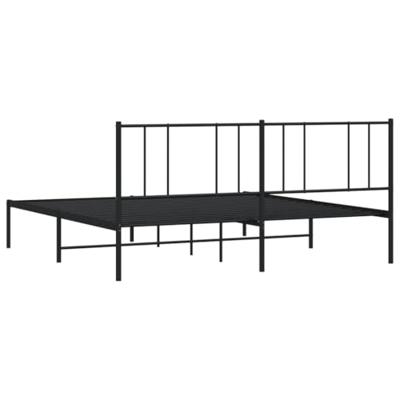 Bedframe met hoofdbord metaal zwart 180x200 cm