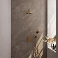 Gold Edition thermostatische inbouw regendouche set met omstelling, 20 cm douchekop en handdouche - thumbnail