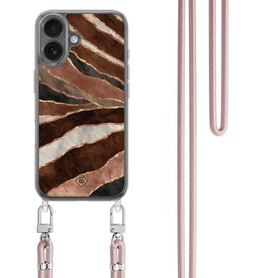 iPhone 17 hoesje met rosegoud koord - Earth Agate