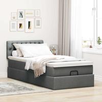 Ottoman bed met matras en LED's 160x200cm stof donkergrijs - thumbnail
