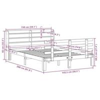 Bedframe met hoofdbord massief grenenhout wasbruin 140x190 cm - thumbnail
