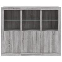 Dressoirs met LED-verlichting 3 st bewerkt hout grijs sonoma - thumbnail