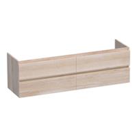 Brauer Joy - Onderkast - 160 cm - met 4 Softclose Lades Greeploos en 2 Sifon Uitsparingen - Lamellen Eiken Wit - thumbnail