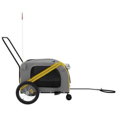 Hondenfietstrailer oxford stof en ijzer geel en grijs - thumbnail