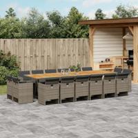 17-delige Tuinset met kussens poly rattan grijs - thumbnail