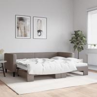 Slaapbank met onderschuifbed 90x200 cm stof taupe - thumbnail