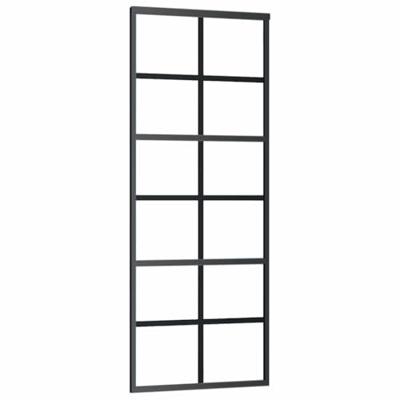 Schuifdeur met beslagset 76x205 cm ESG glas zwart
