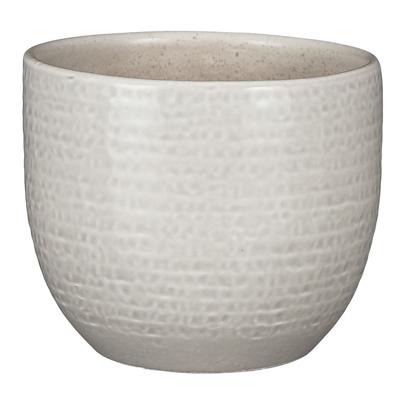 Mica Decorations Plantenpot - terra - lichtgrijs flakes - 14x12cm