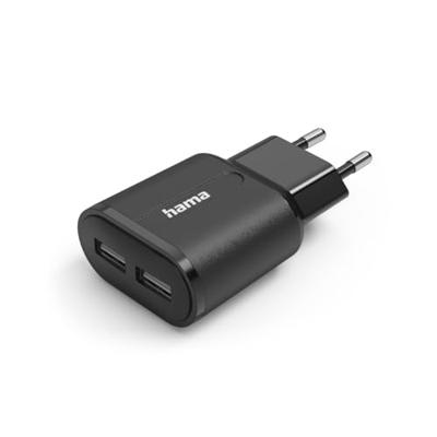 Hama Oplader 2x USB-A 12W Oplader Zwart