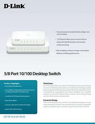 Schakelaar D-Link GO-SW-8E/E 8 p 10 / 100 Mbps - thumbnail