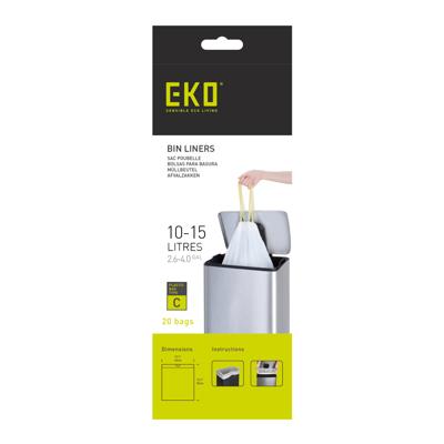 Afvalzak EKO MDPE type C met trekband 45x50cm 10-15L wit rol à 20 stuks Afvalzak EKO MDPE type C met trekband 45x50cm 10-15L wit rol à 20 stuks