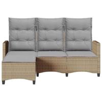 Verstelbare tuinbank met kussens L-vormig beige poly rattan - thumbnail