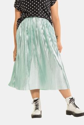 Ulla Popken Plissérok, metallic glans, elastische band - Grote Maten Ulla Popken Plissérok, metallic glans, elastische band - Grote Maten