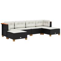 6-delige Loungeset met kussens poly rattan zwart - thumbnail