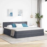 Opslag bed met matras Donkergrijs 200 x 200 cm Fluweel - thumbnail