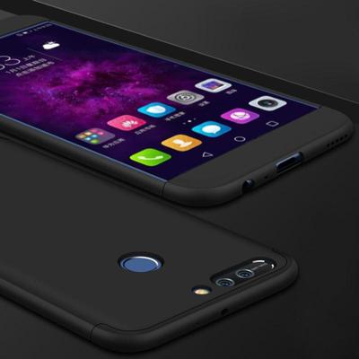 GKK voor Huawei Honor V9 PC drie - lid Shield 360 graden volledige beschermende hoes back cover(Black)