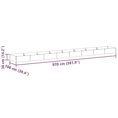 Verhoogde plantenbak 970 x 100 x 36 cm Gegalvaniseerd staal