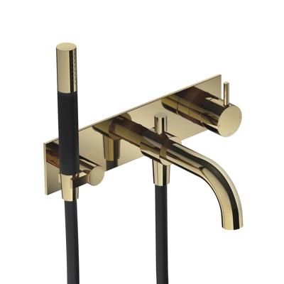 Inbouw Badmengkraan Hotbath Cobber Automatische Omstelinrichting Gepolijst Messing PVD (incl. doucheset)