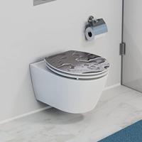 MDF High Gloss WC-bril GREY STEEL met soft-close lange levensduur: extreem onbreekbaar en krasbestendig comfort en functie: geruisloos sluiten dankzij de automatische valrem eenvoudig schoon te - thumbnail