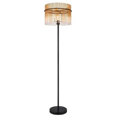 Globo Zwarte vloerlampGorley met amberglas Ø 38cm - 15698SA
