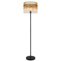 Globo Zwarte vloerlampGorley met amberglas Ø 38cm - 15698SA - thumbnail