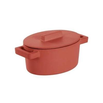 Braadpan Terra.Cotto Gietijzer Ovaal met deksel 13x10 cm