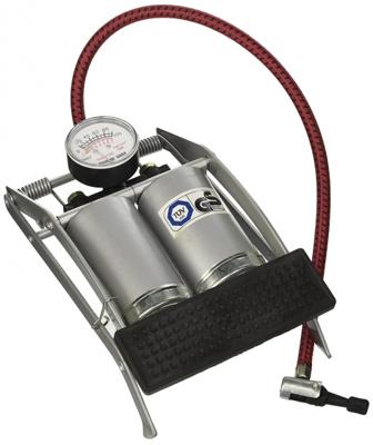 Voetpomp met dubbele cilinder en manometer Velleman - Velleman