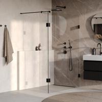 BRAUER Void inloopdouche helder glas 130x200 met 30 zijwand incl. glascoating mat zwart GS-VOI2H13030200MZ - thumbnail