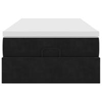Ottoman bed met matras 90x200cm fluweel zwart - thumbnail