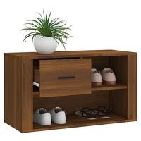 Schoenenkast 80x35x45 cm bewerkt hout bruineikenkleurig - thumbnail