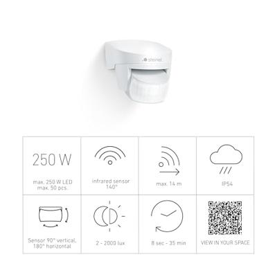 Steinel 608910 PIR-bewegingsmelder Opbouw (op muur) 140 ° Relais Wit IP54 - thumbnail