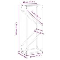 Brandhoutrek 40x25x100 cm koudgewalst staal olijfgroen - thumbnail