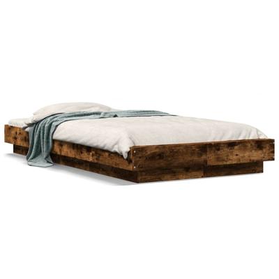 Bedframe met LED-verlichting gerookt eikenkleurig 120x200 cm - thumbnail