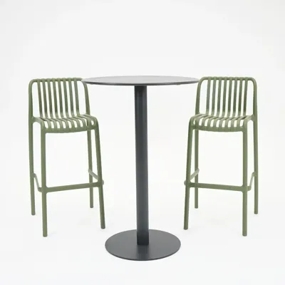 Barset 2x Porto Barstoelen met Santo Bartafel 70 Groen Zwart Vita