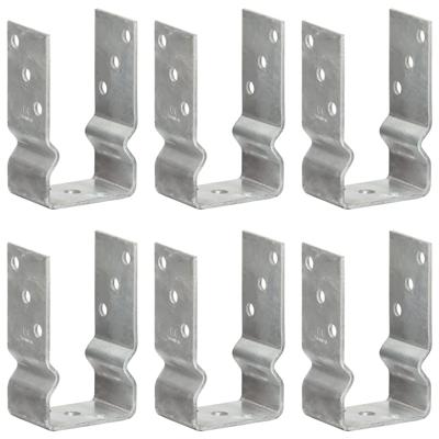 VidaXL Grondankers 6 st 8x6x15 cm gegalvaniseerd staal zilverkleurig