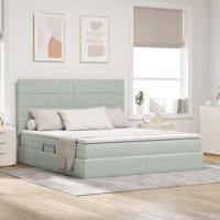 Opbergbed met LED met matras Lichtgrijs 180 x 200 cm Fluweel - thumbnail