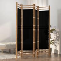 Kamerscherm 4-panelen inklapbaar 160 cm bamboe en canvas - thumbnail