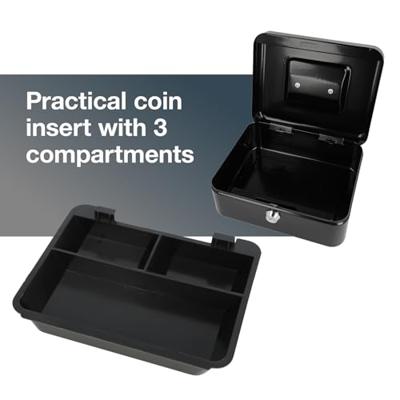 Westcott ac-e51001-zw geldkist 200x161x90mm zwart, kunststof inzet met 3 vakken