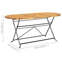 Tuintafel ovaal 160x85x74 cm massief acaciahout - thumbnail