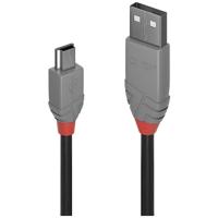 Lindy 36721 Anthra Line USB-kabel 0,5 m USB A Mini-USB B Mannelijk Zwart, Grijs - thumbnail