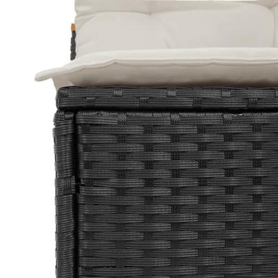 Tuinbanken 2 st zonder armleuning met kussens poly rattan zwart