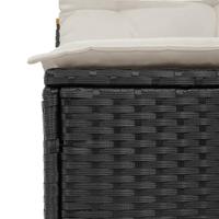 Tuinbanken 2 st zonder armleuning met kussens poly rattan zwart - thumbnail