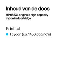 HP Inktcartridge 953XL Origineel Cyaan F6U16AE Inkt - thumbnail