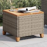 Tuintafel 45x45x37 cm poly rattan en acaciahout grijs - thumbnail