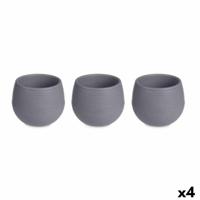 Pottenset Antraciet Plastic 16,5 x 16,5 x 14,5 cm (4 Stuks) - thumbnail